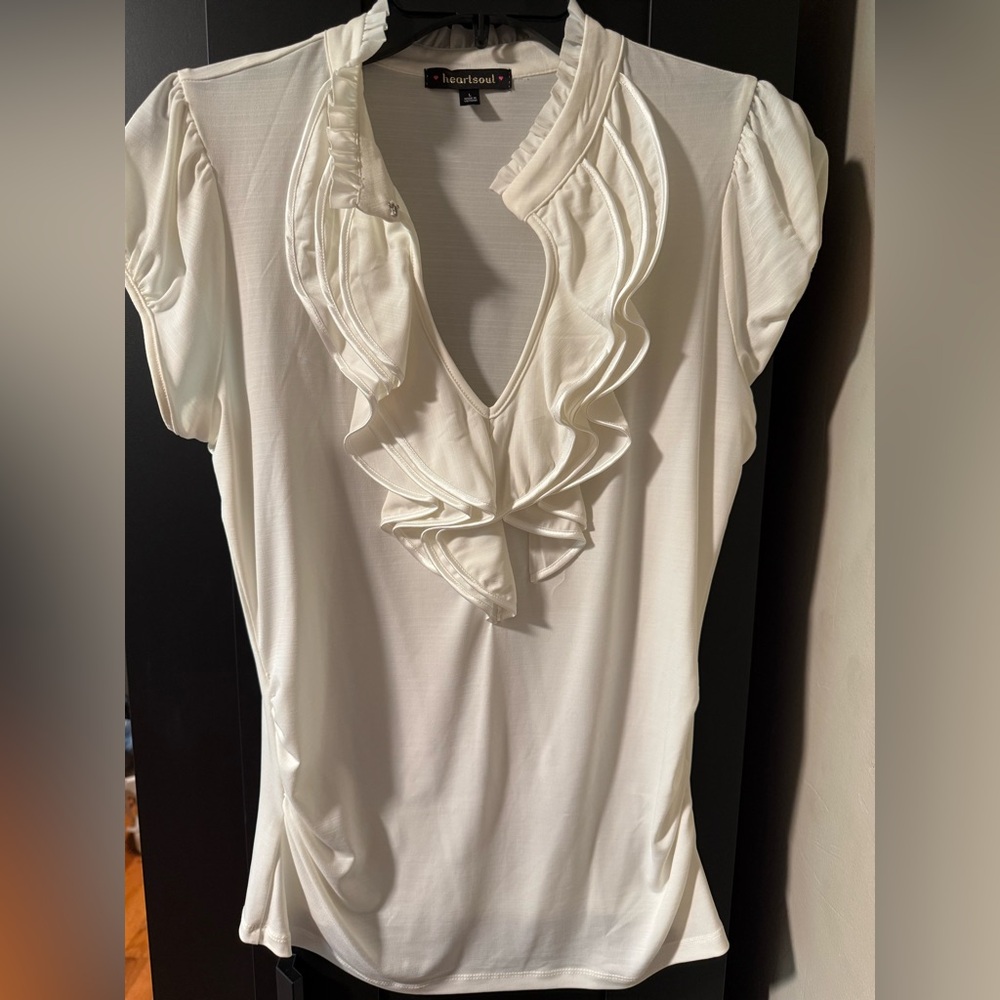 HeartSoul White Ruffled Blouse